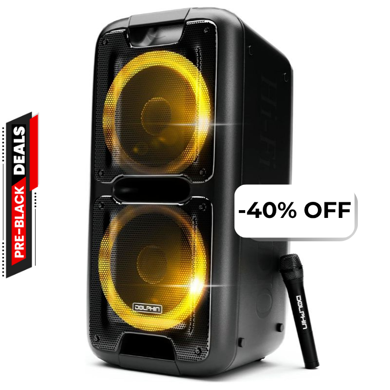 Bocina Bluetooth Dolphin SP-2100RBT Party Speaker Dual 10”  3400W Negro