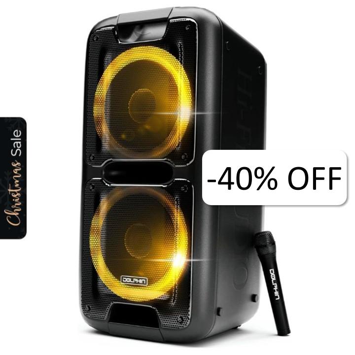 Bocina Bluetooth Dolphin SP-2100RBT Party Speaker Dual 10”  3400W Negro