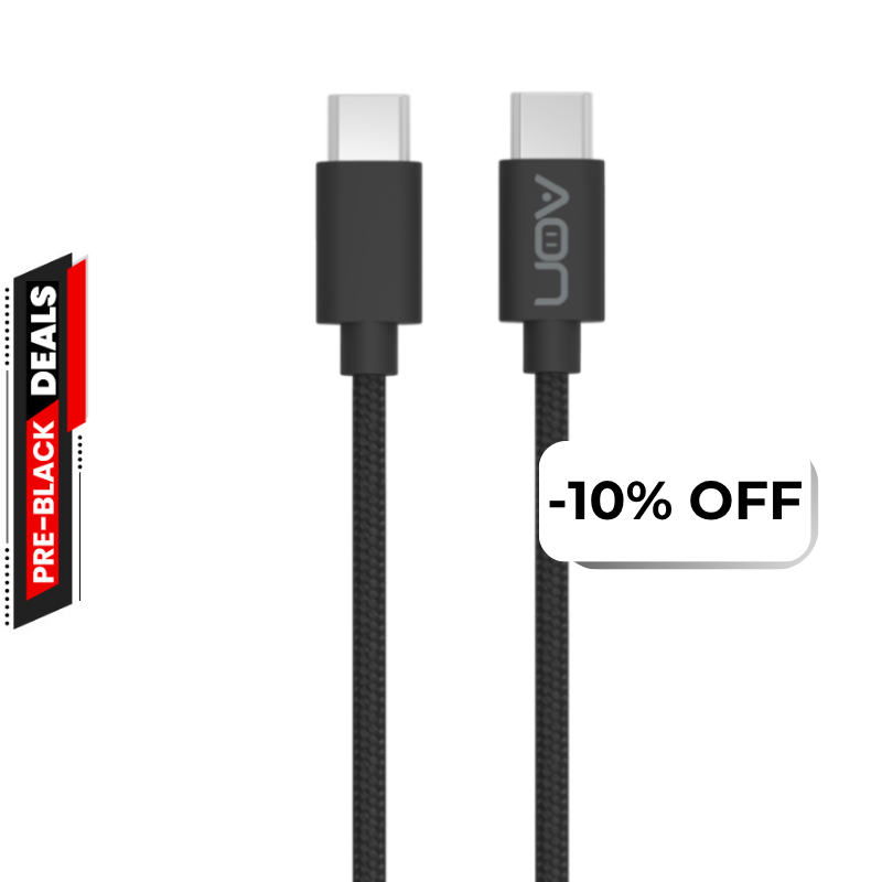 Cable USB-C a USB-C AON AO-CB-5016 2 Metros Negro 5Gbps 65W