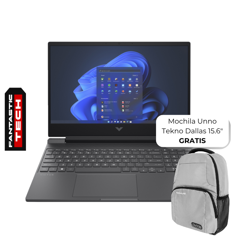 Laptop HP Victus 15-FB1003LA 15.6" AMD Ryzen 5 7535H 8GB RAM 512GB SSD RTX 2050 4GB W11 Home Negro Teclado en Español