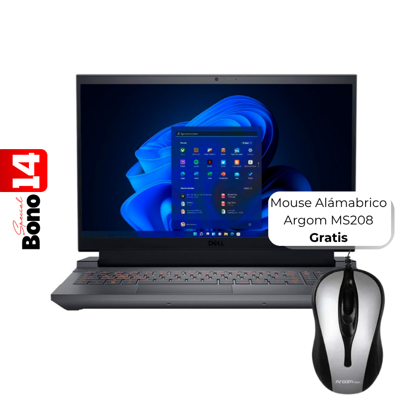 Laptop Dell G15 G5530 15.6" i7-13650HX 16GB RAM 1TB SSD RTX 4060 8GB W11 Gris Oscuro Teclado Ingles