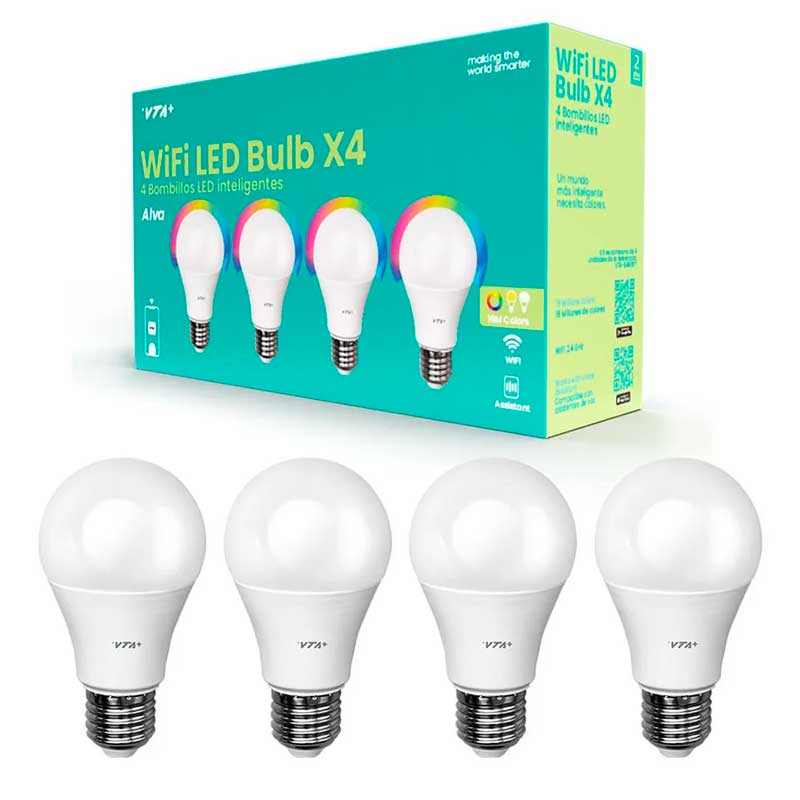 Bombilla LED Inteligente VTA+ Blub E27 RGB 120VAC Smart Home Wi-Fi 4 Pack