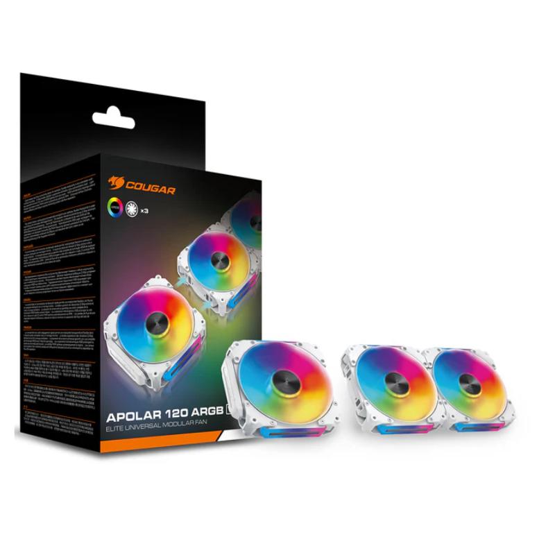 Kit de 3 Ventiladores Cougar APOLAR 120mm ARGB Blanco