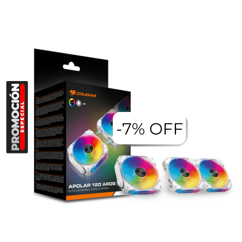 Kit de 3 Ventiladores Cougar APOLAR 120mm ARGB Blanco