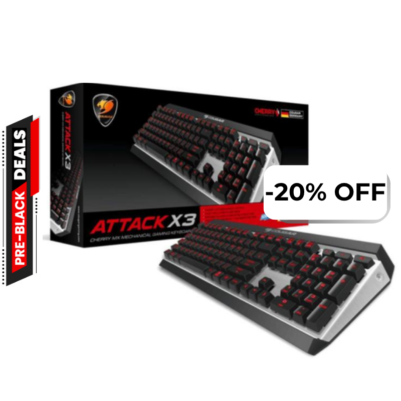 Teclado Gaming Mecánico Alámbrico Cougar Attack X3 Inglés Gris Claro