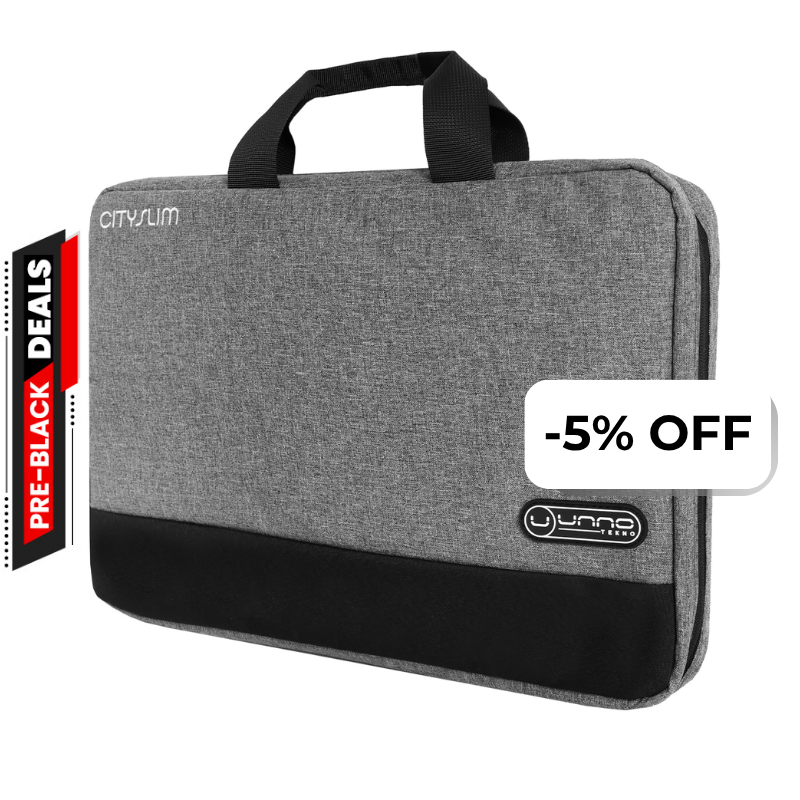 Maletín para Notebook Unno Tekno CitySlim 15.6" Gris/Negro