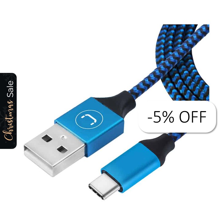 Cable USB a USB-C Unno Tekno CB4061BL 1.5 Metros Trenzado Azul