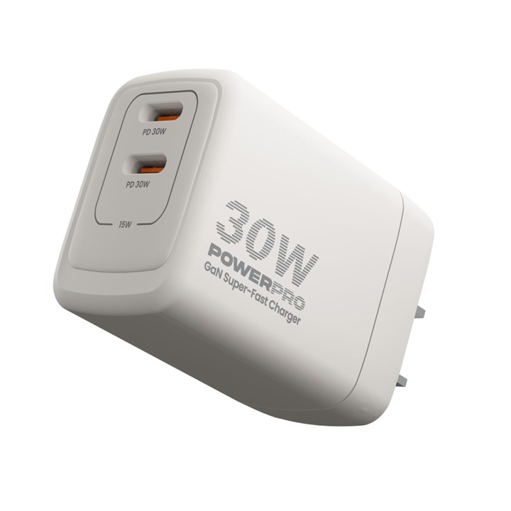 Cargador de Pared Unno Tekno PW5064WT PowerPro Dual USB-C 30W​​ Blanco