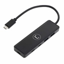 Hub Unno Tekno 4 Puertos HB1012BK USB-C 3.0 Negro