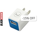 Cargador de Pared Unno Tekno PW5051WT USB 1,0A/5V Blanco/Azul