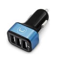 Cargador Unno Tekno PW5022BK para Carro Triple USB-A 6.0A Negro/Celeste