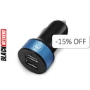 Cargador Unno Tekno PW5002BK para Carro Dual USB-A 2.1A Negro/Celeste