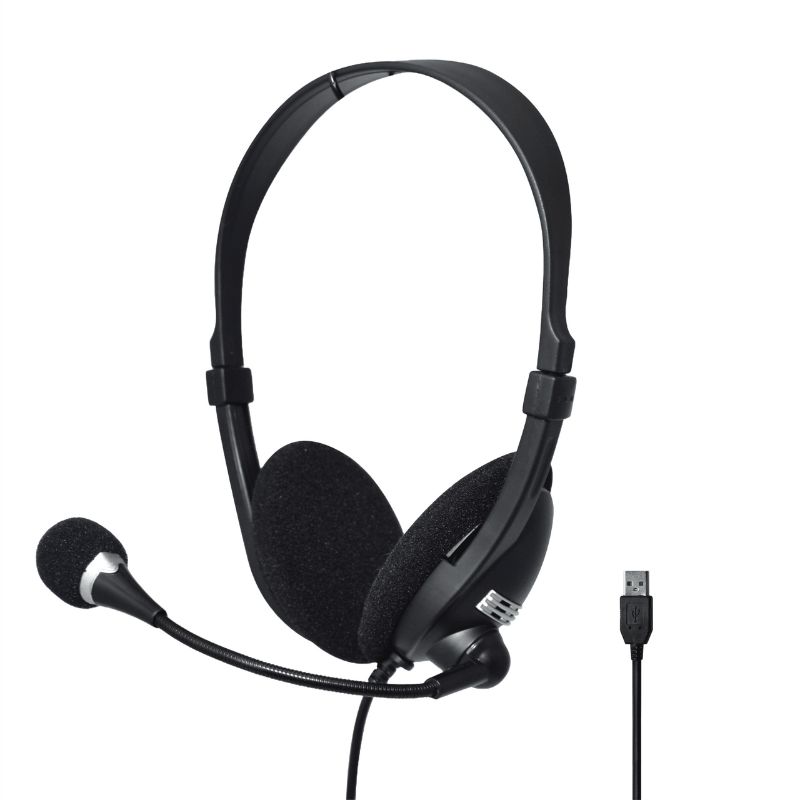 Audífonos Tipo Headset Unno Tekno HS7205BK USB Ace5 Con Micrófono Negro