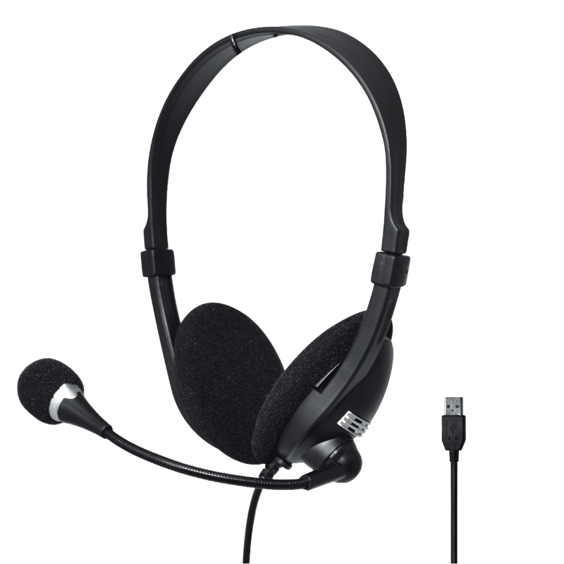 Audífonos Tipo Headset Unno Tekno USB HS7205BK Ace5 Con Micrófono Negro