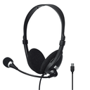 Audífonos Tipo Headset Unno Tekno HS7205BK USB Ace5 Con Micrófono Negro
