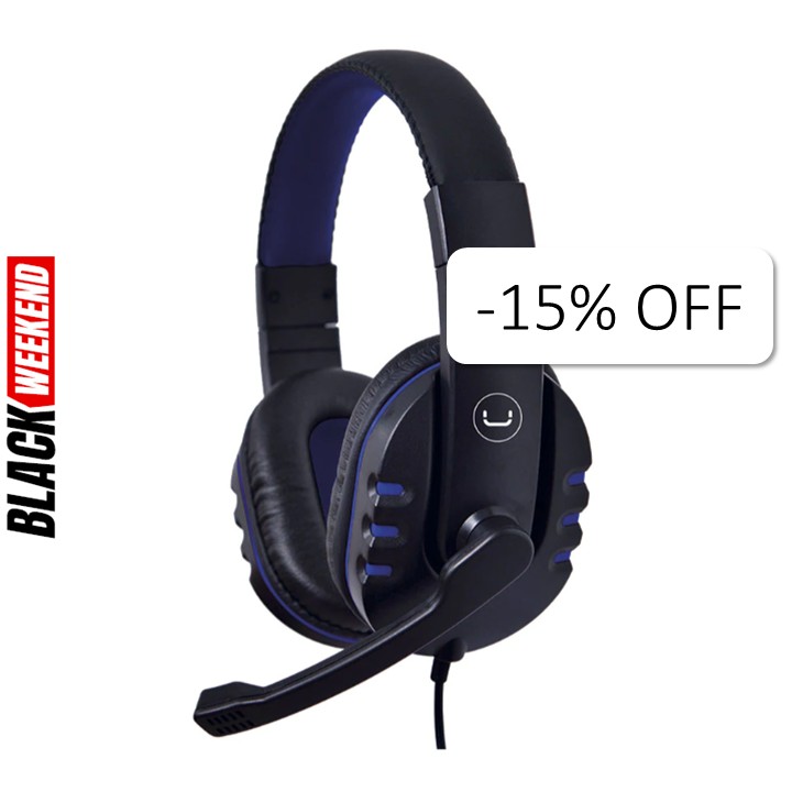 Audífonos Tipo Headset Unno Tekno HS7214BL USB Ace14 con Micrófono Negro-Azul