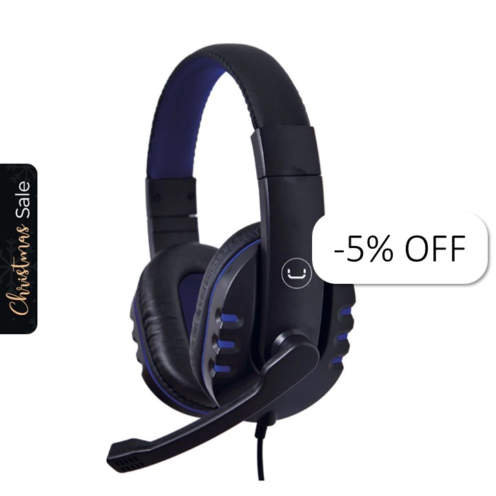 Audífonos Tipo Headset Unno Tekno HS7214BL USB Ace14 con Micrófono Negro-Azul