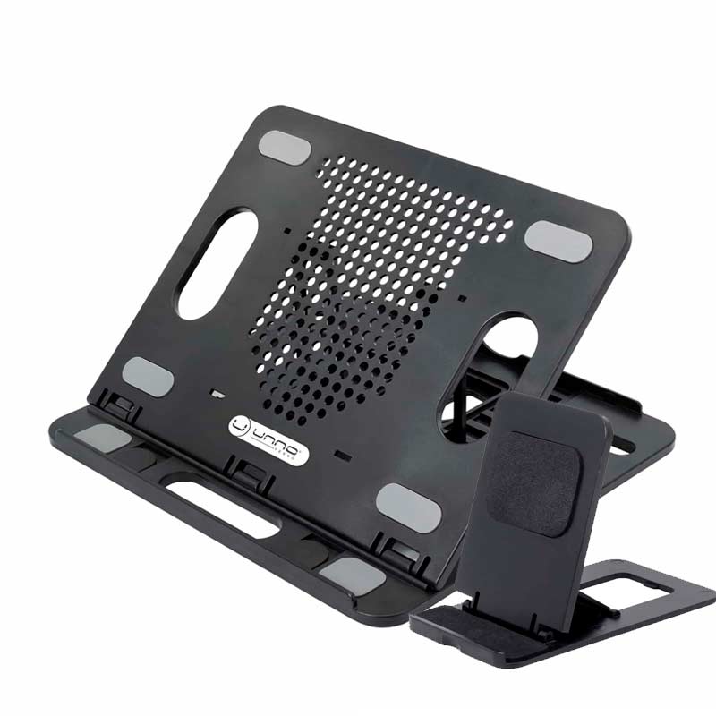 Base para Notebook Unno Tekno NC6115BK 17" con 8 Niveles de Inclinación + Soporte para el Celular