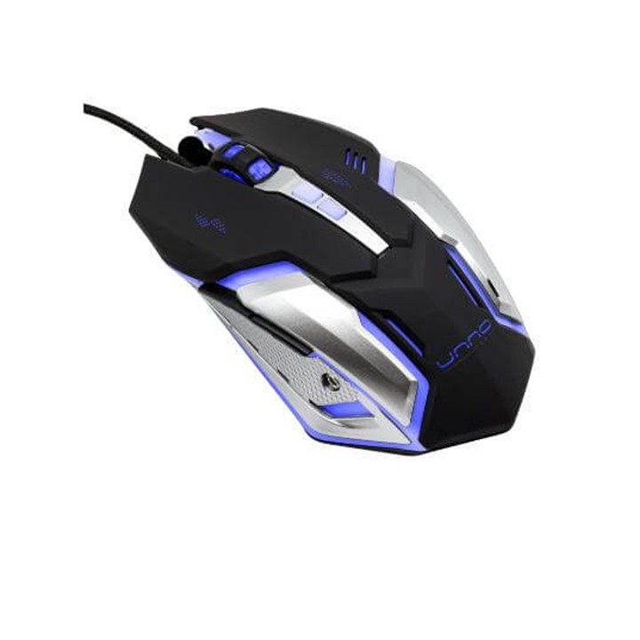 Mouse Gaming Alámbrico Unno Tekno Brave Óptico 2400DPI Negro-Gris