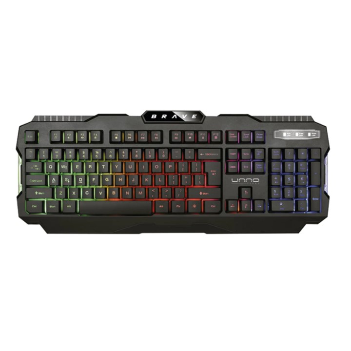 Teclado Gaming Alámbrico Unno Tekno Brave USB Negro Inglés