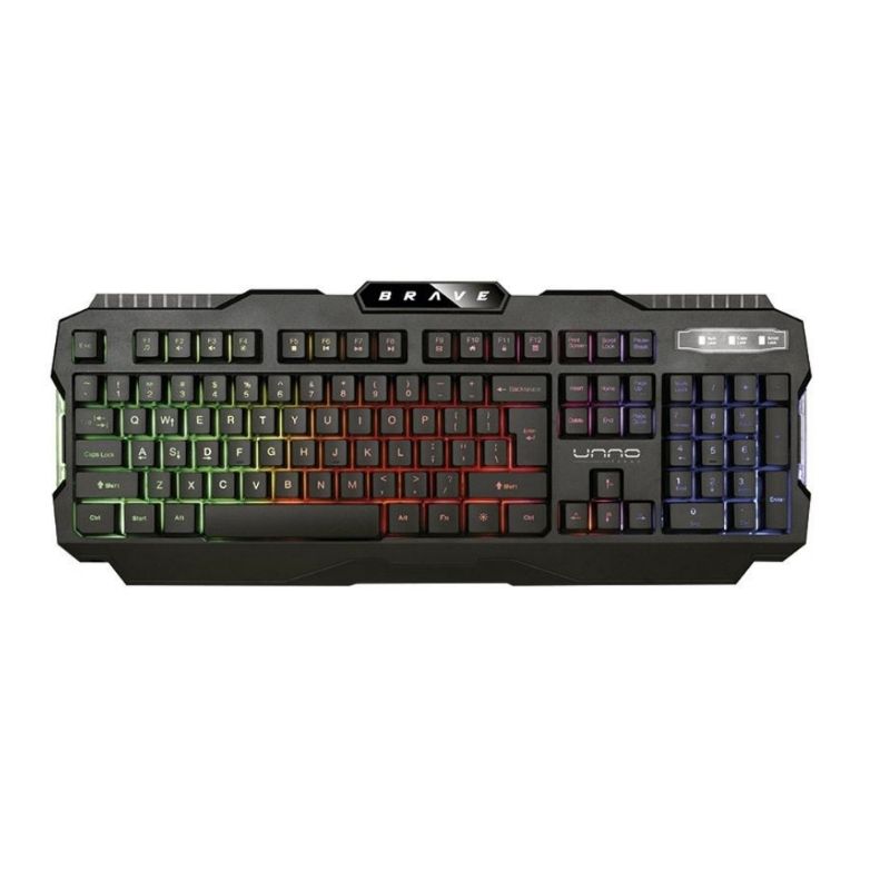 Teclado Gaming Alámbrico Unno Tekno Brave USB Negro Inglés