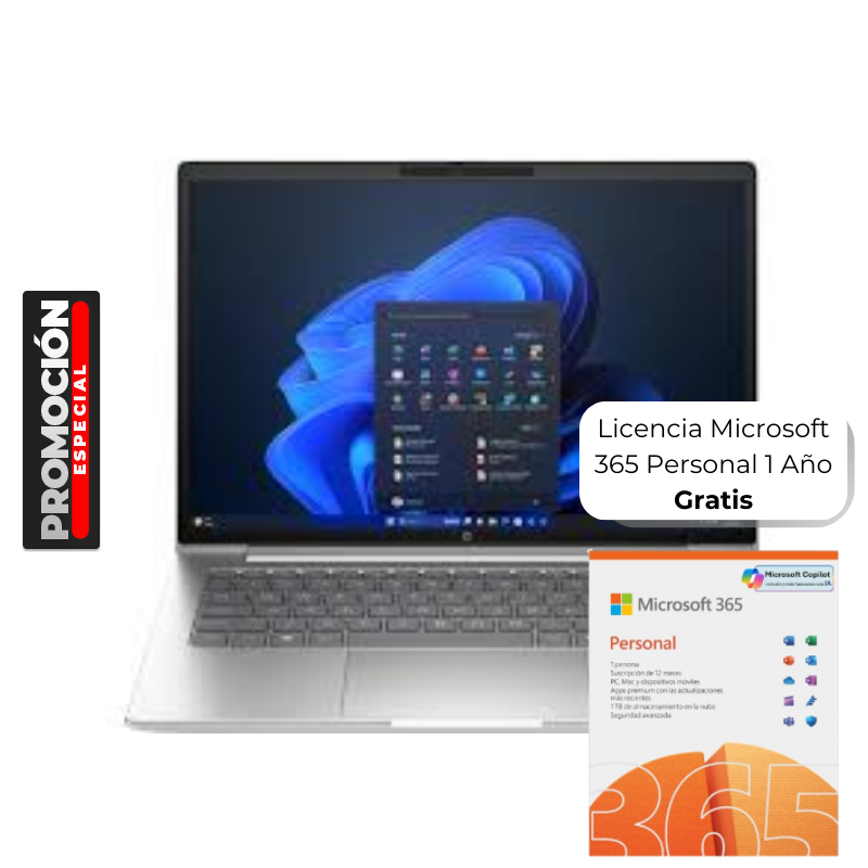 Laptop HP ProBook 440 G11 14" Intel Ultra 7 155U 16GB RAM 1TB SSD W11 Pro Plateado Teclado Español