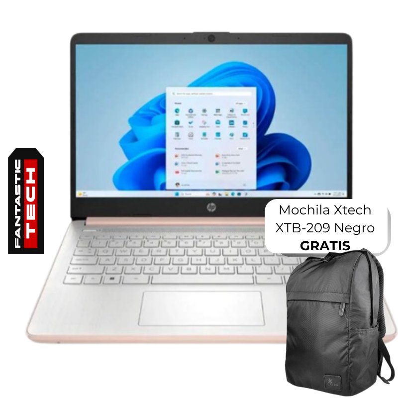 Laptop HP 14-DQ6015DX 14" Celeron N150 4GB RAM 128GB UFS W11 Home Rosado Teclado Ingles