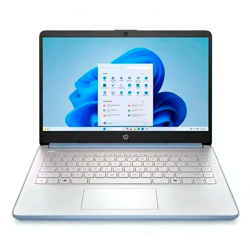 Laptop HP 14-DQ6012DX 14" Celeron N150 4GB RAM 128GB UFS W11S Home Celeste Teclado Inglés
