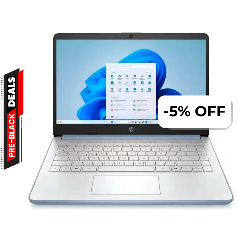 Laptop HP 14-DQ6012DX 14" Celeron N150 4GB RAM 128GB UFS W11S Home Celeste Teclado Inglés