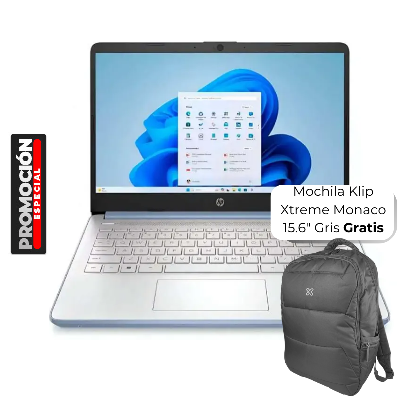Laptop HP 14-DQ6012DX 14" Celeron N150 4GB RAM 128GB UFS W11S Home Celeste Teclado Inglés