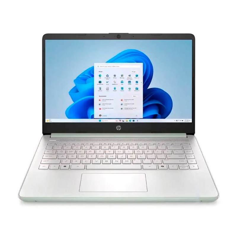 Laptop HP 14-DQ6013DX 14" Celeron N150 4GB RAM 128GB UFS W11S Home Verde Teclado Inglés
