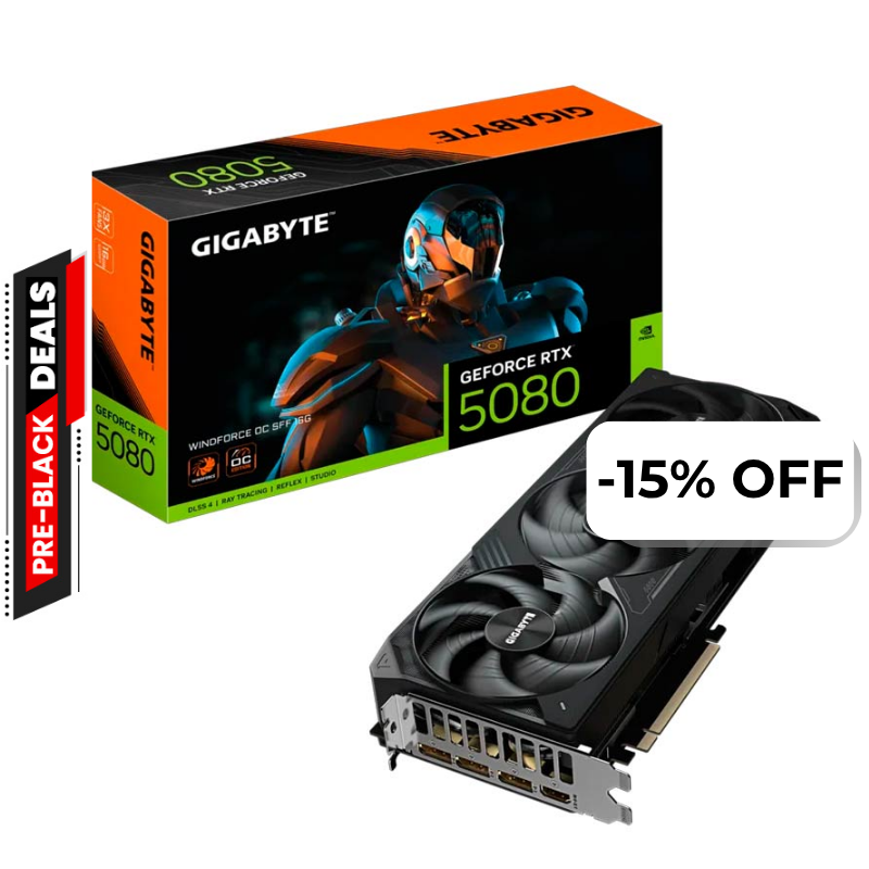 Tarjeta de Video 16GB GDDR7 Gigabyte GeForce RTX 5080  Windforce OC SFF HDMI DP PCIe 5.0