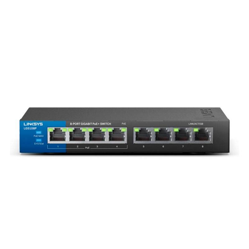 Switch Linksys LGS108P 8 Puertos 10/100/1000Mbps PoE+