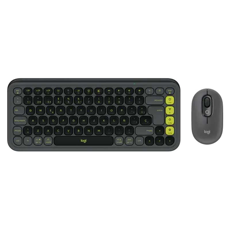 Teclado y Mouse Inalámbrico Bluetooth Logitech POP Icon Negro Verde Español