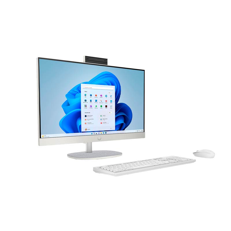 Computadora AIO HP 24-cr0250la 23.8" AMD Ryzen 5-7520U 8GB 512GB SSD W11 Home Blanco Teclado Español
