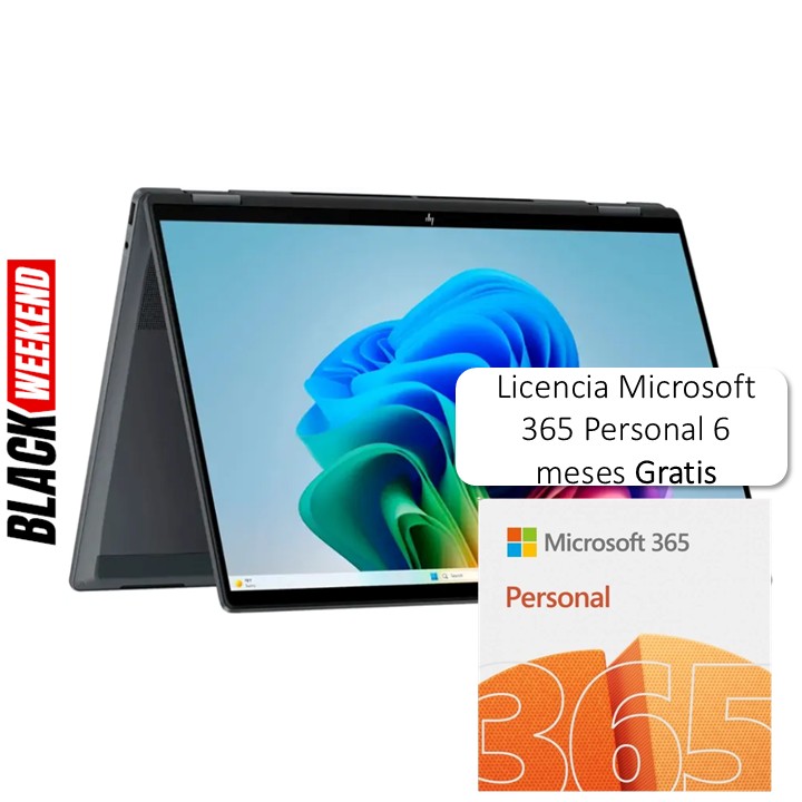 Laptop HP OmniBook X FLIP 2 en 1 16" Touch 2K Intel Core Ultra 7 256V 16GB RAM 1TB SSD W11 Home Gris Teclado Inglés