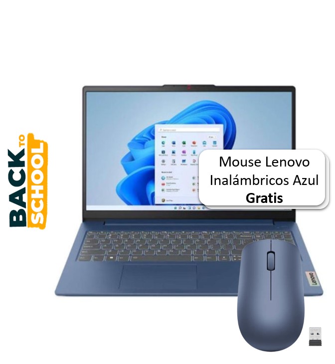 Laptop Lenovo IdeaPad Slim 3 15.6" Ryzen 5 7520U 8GB RAM 512GB SSD Azul Escarcha W11 Home Teclado Español