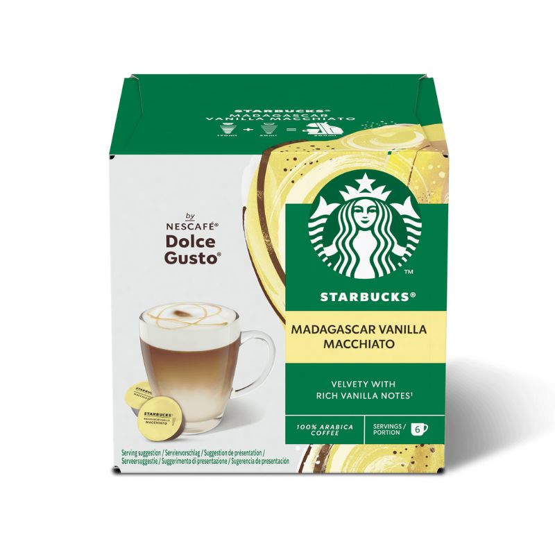 Cápsulas Starbucks Madagascar Vanilla Macchiato para Nescafé Dolce Gusto