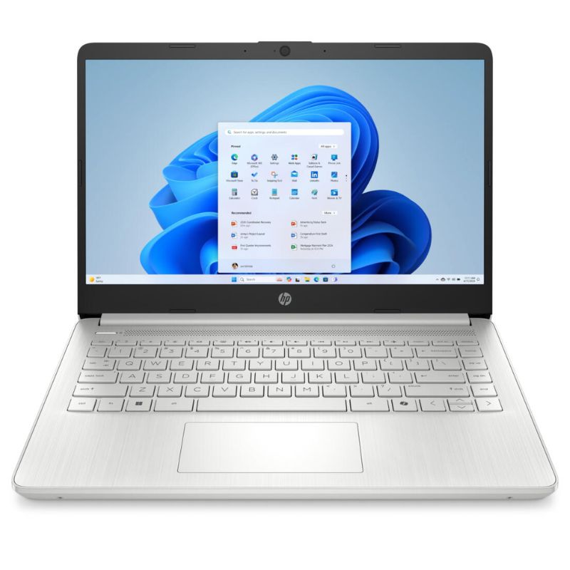 Laptop HP 14-DQ6101dx 14" Intel Celeron N150 4GB RAM 128GB UFS W11S Home Plateado Teclado Inglés