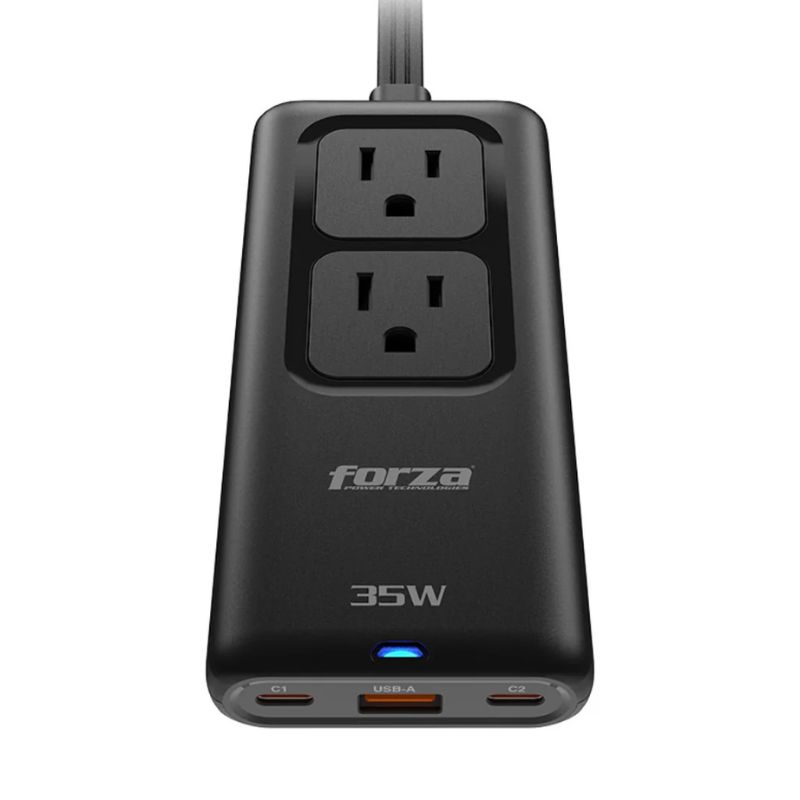 Cargador Forza PS-235USBC con Regleta 1 USB-A, 2 USB-C, 2 Tomas 100V Negra