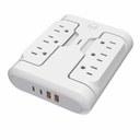 Conector de Pared Unno Tekno PW5086WT PowerPod 6-en-1 Giratorio Blanco